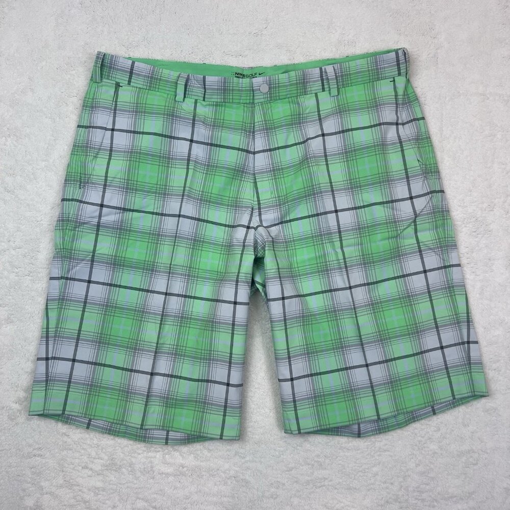 Nike Dri-Fit Men's Tour Performance‎ Long Green Plaid Golf Shorts Size 40 #1